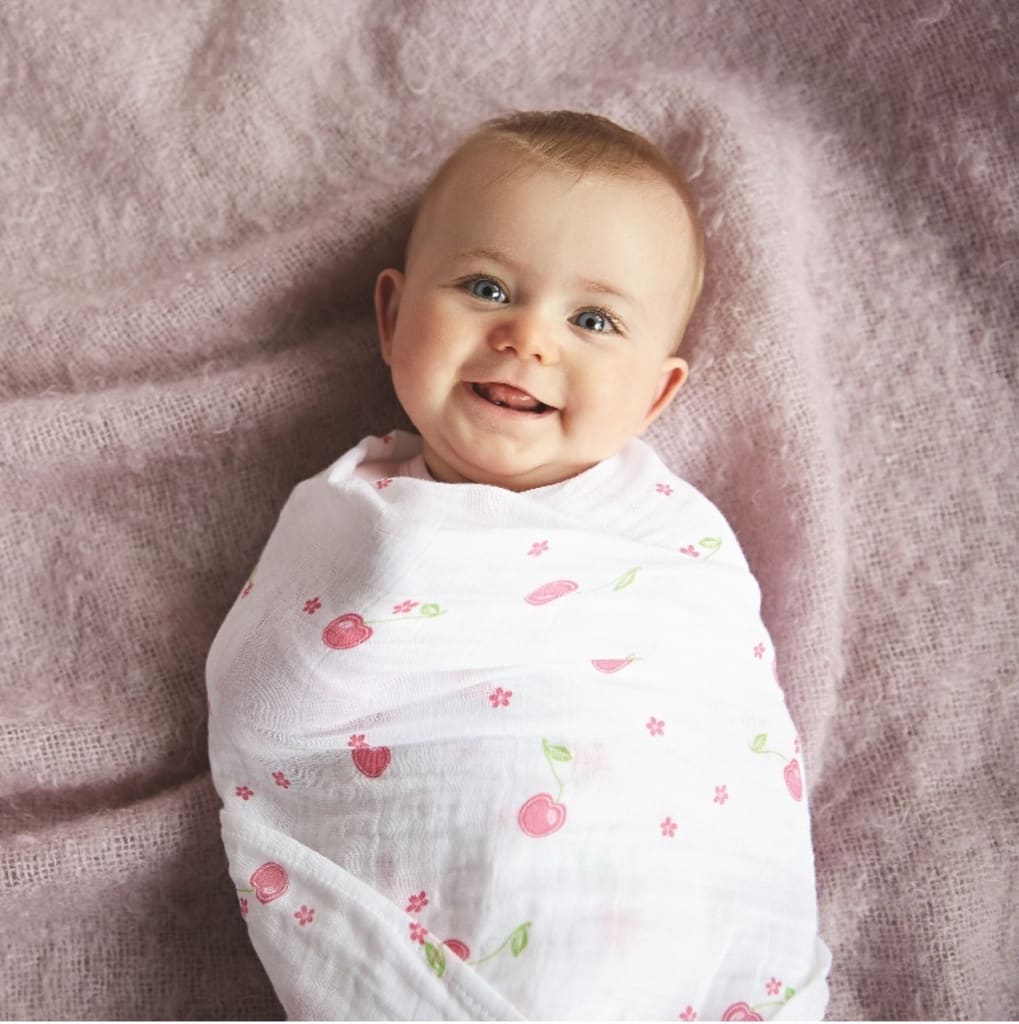 MUSLIN SWADDLE WRAP 2PK CHERRY DELIGHT – additional view 2