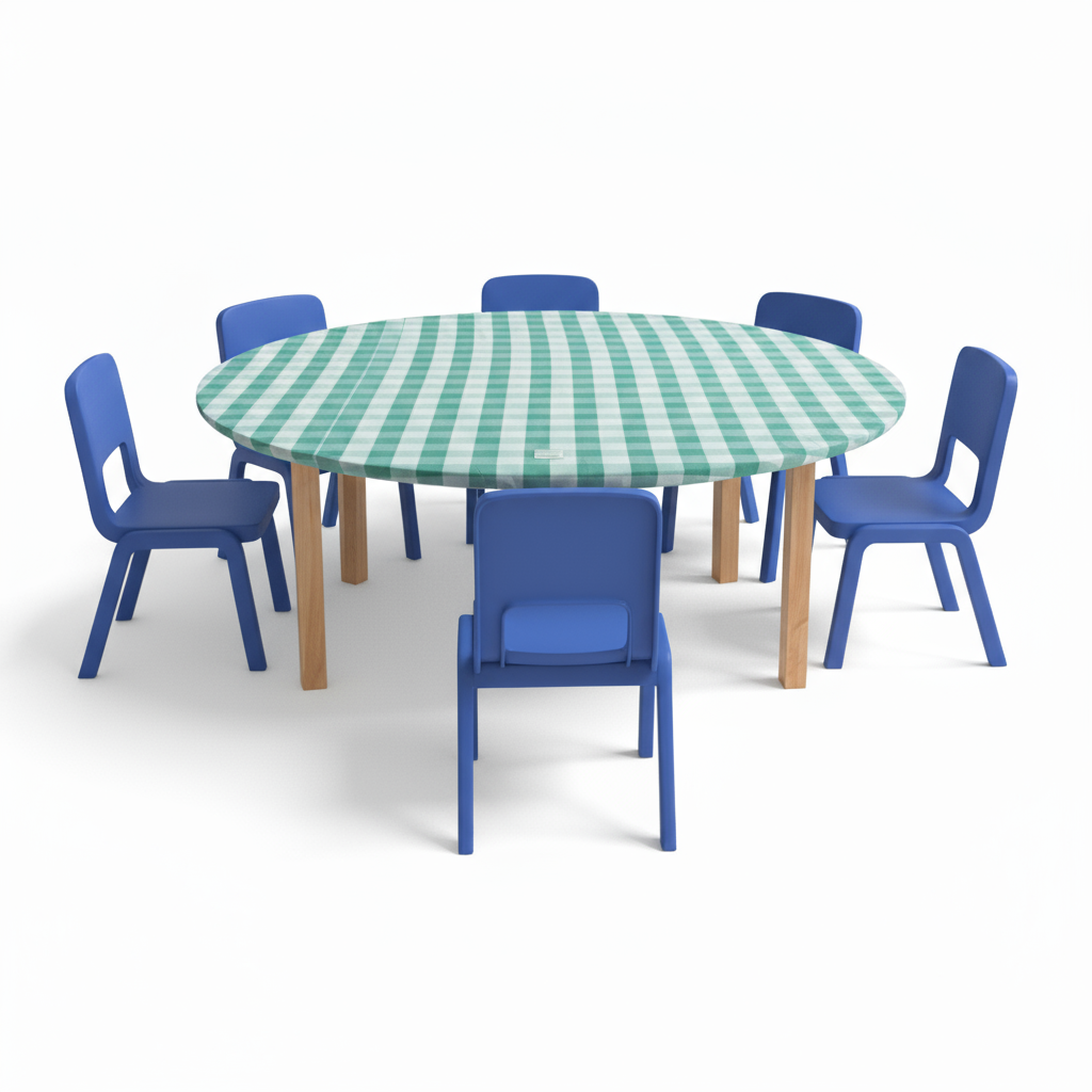 TABLECLOTH GREEN GINGHAM 120CM ROUND – additional view 4