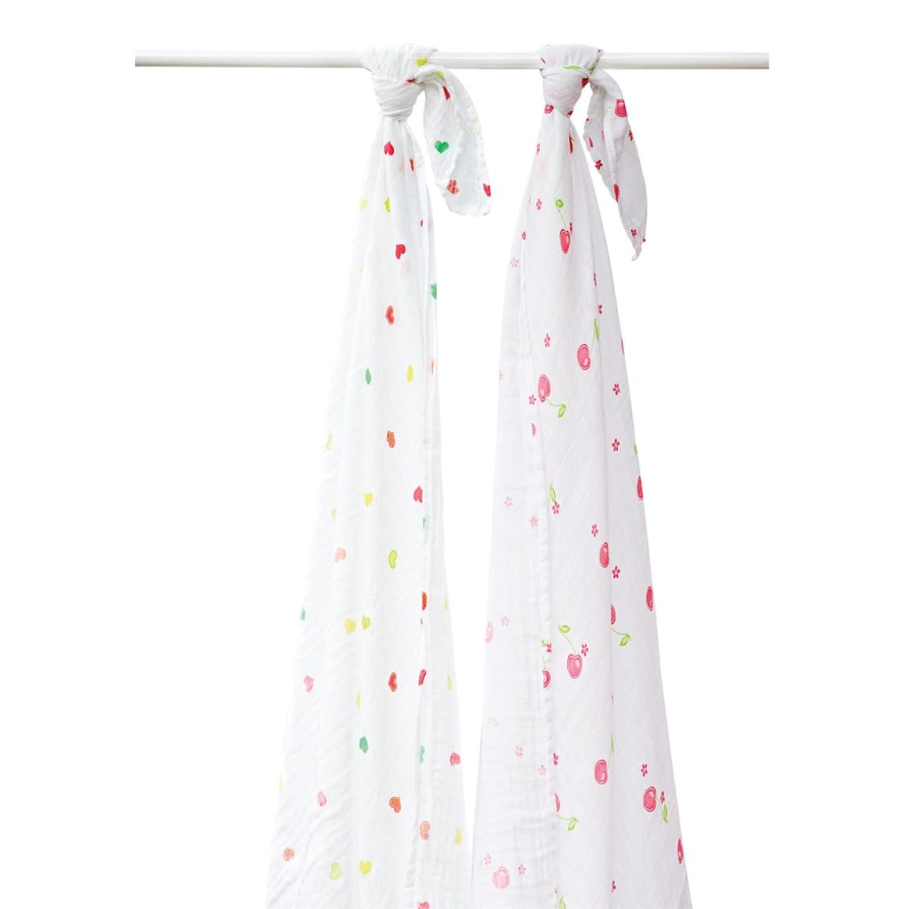 MUSLIN SWADDLE WRAP 2PK CHERRY DELIGHT – additional view 3