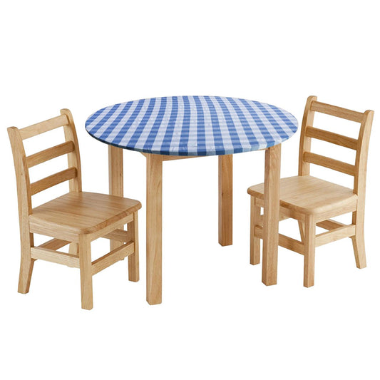 TABLECLOTH BLUE GINGHAM 120CM ROUND