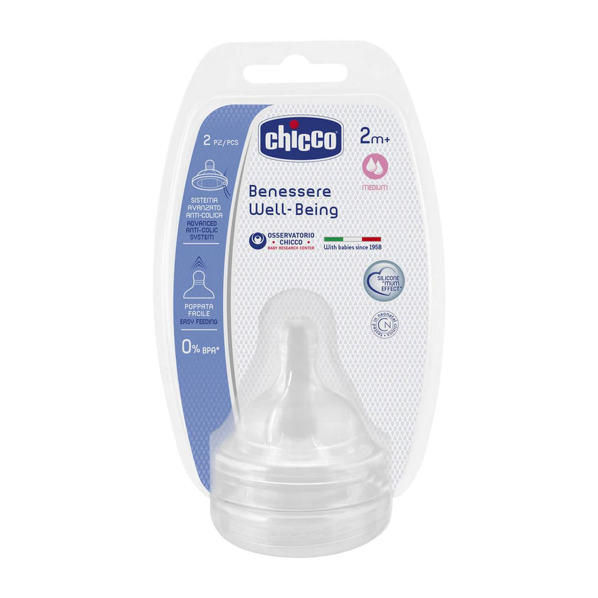 TEAT: WELL-BEING SIL 2M+ MEDIUM FLOW 2PK