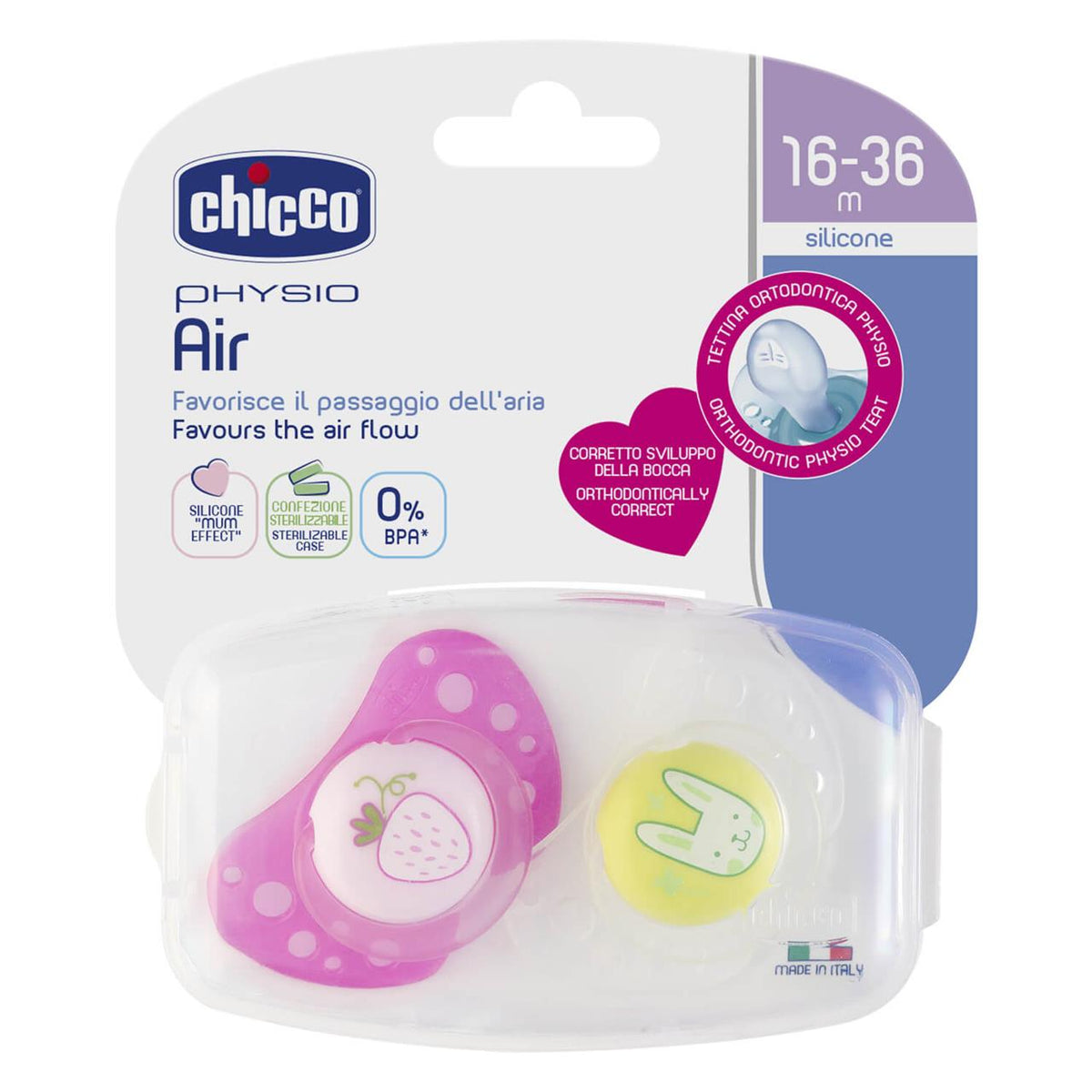 Soother: Physio Air 16-36m 2pk - Girl