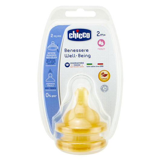 BB/BC WB Latex Teat 2m+ Med Flow 2pk